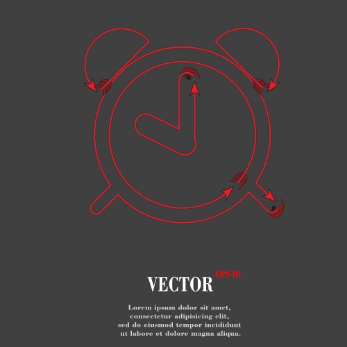Alarm clock flat modern web button and space vector image