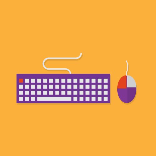 Flat icons of input devices keyboard and mouse vector image