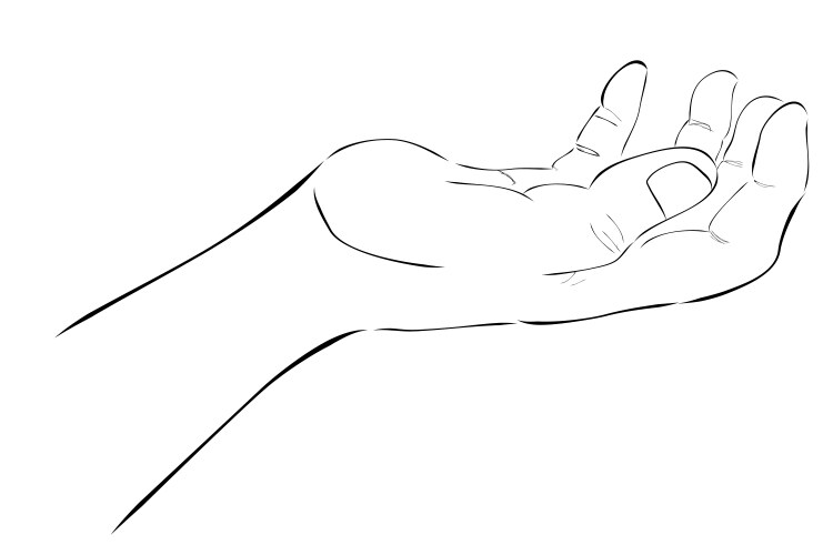 Sketchy gesture right hand receive or beg Vector Image