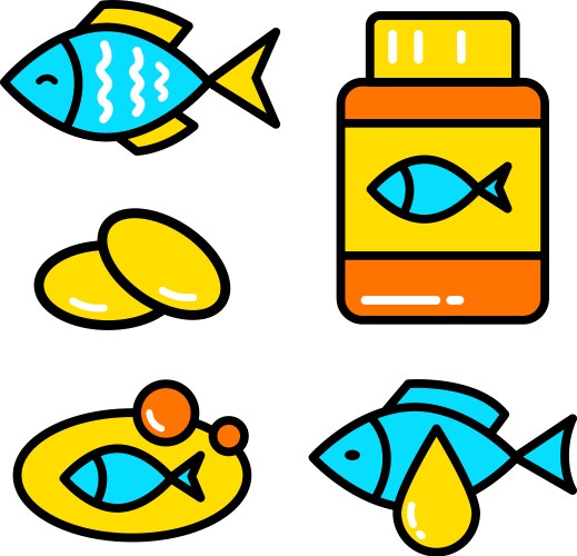 Fish oil icon set Vector Image