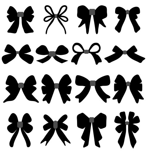 Monochrome bows and ribbons set holiday Royalty Free Vector