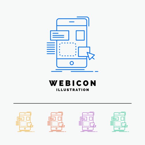 Drag mobile design ui ux 5 color line web icon vector image