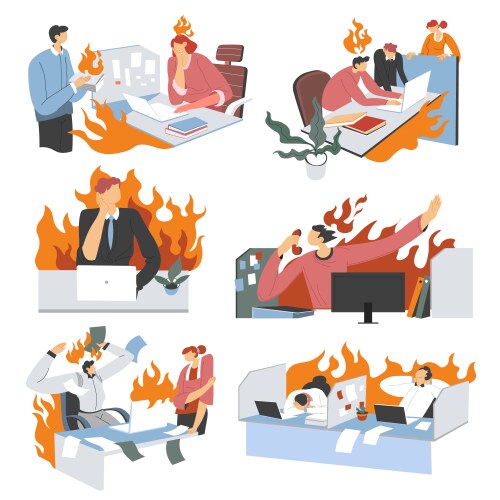 Anger and frustration at office overworking people vector image