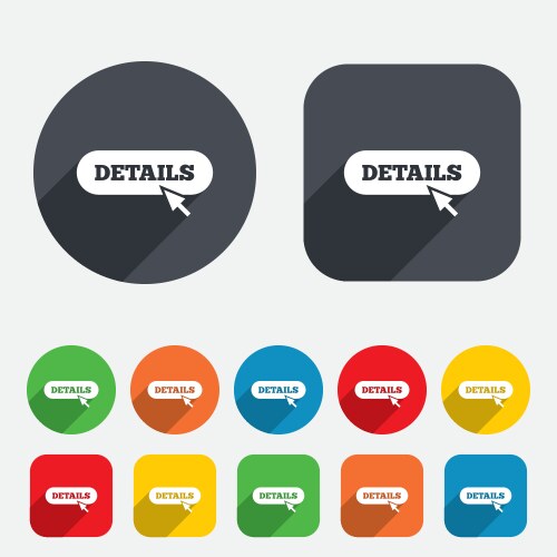 Details with cursor pointer icon more symbol vector image