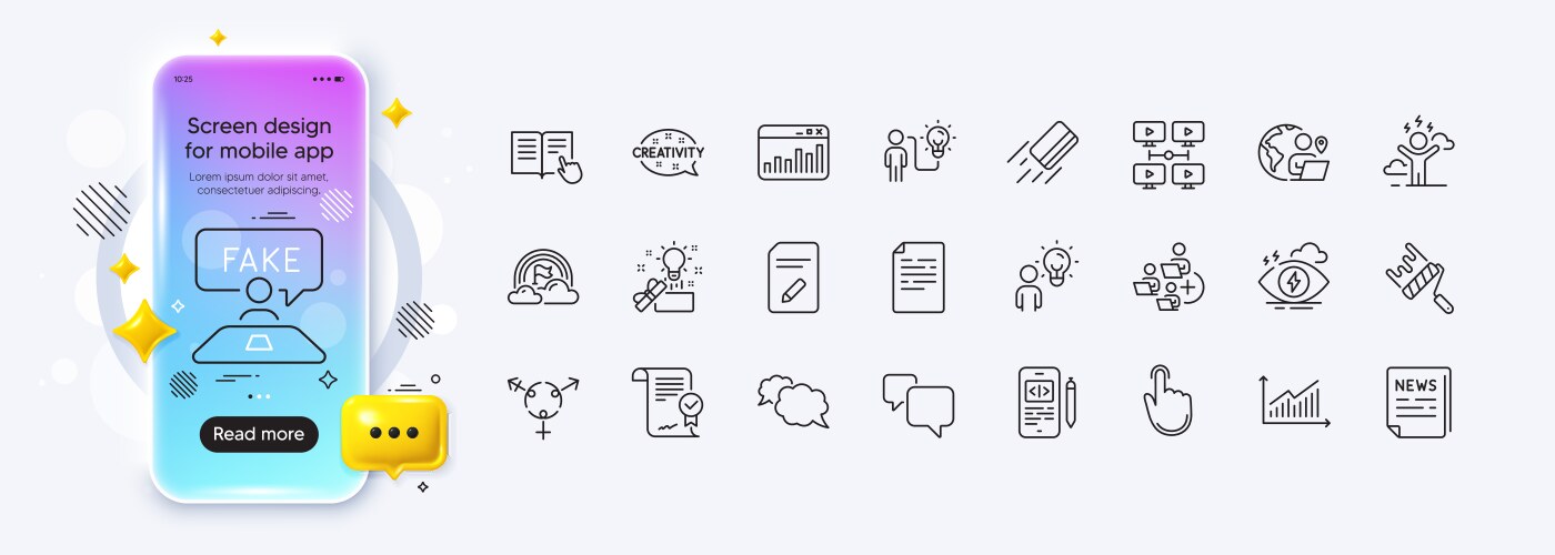 Graph creativity and read instruction line icons vector image