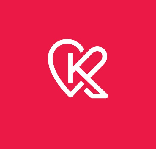 Letter k heart love logo icon Vector Image