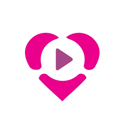 pink heart combined with play symbol vector