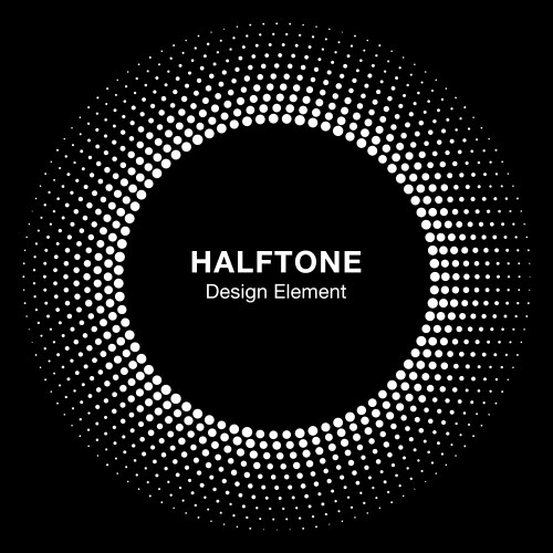 Black abstract circle frame halftone dots logo Vector Image