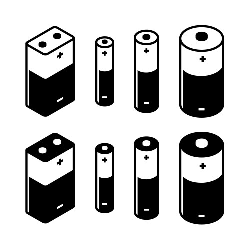 battery icons set vector image