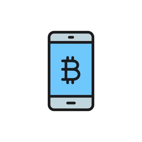 Smartphone display with bitcoin sign blockchain vector image