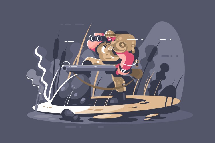 Hunter man with gun Vector Image