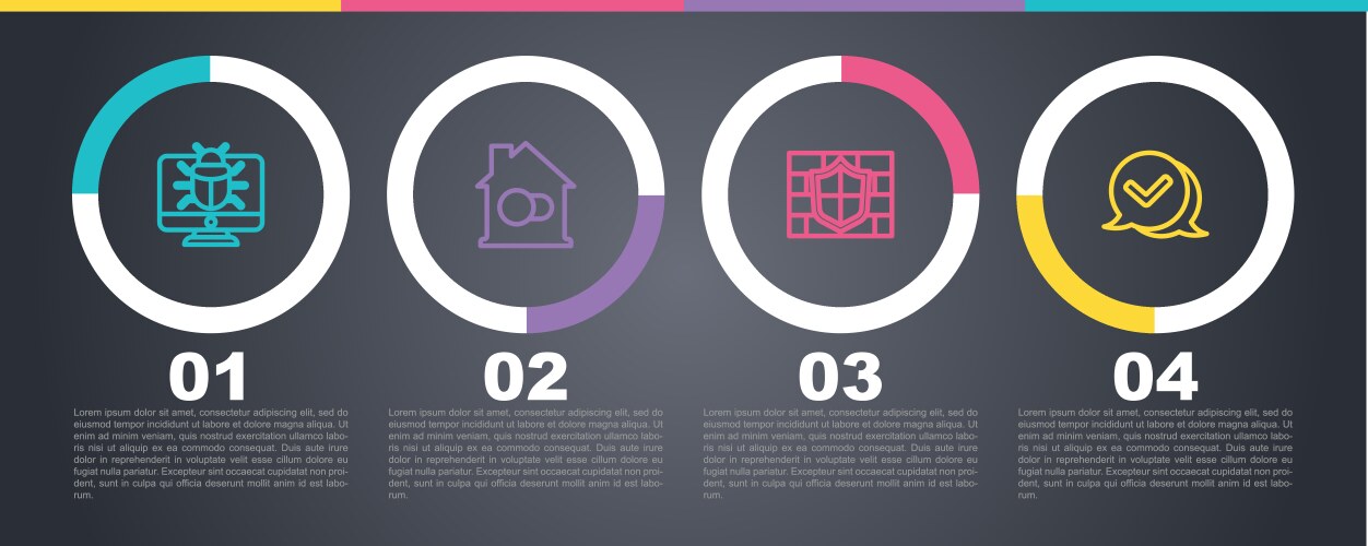 Set line system bug on monitor smart home shield vector image