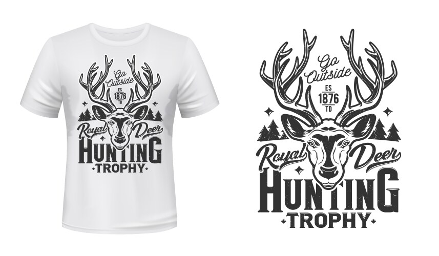 Deer Hunting T-Shirt Mockup - Trophy Club Vector Image