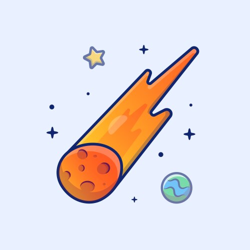 Meteor falling in space cartoon vector image