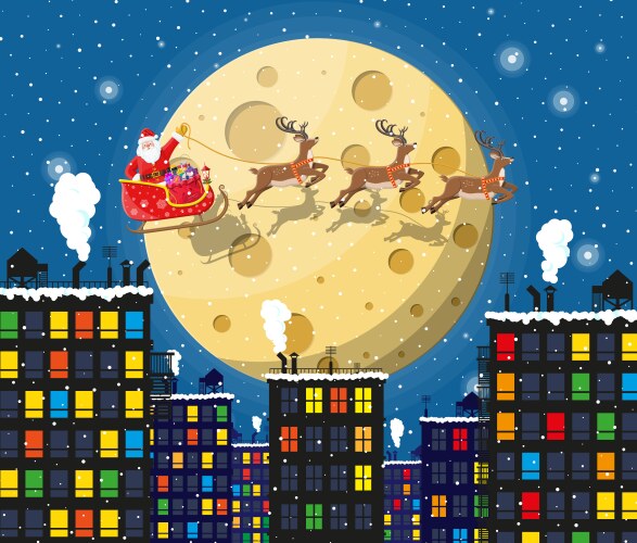 Santa's Sleigh at Night Vector Image