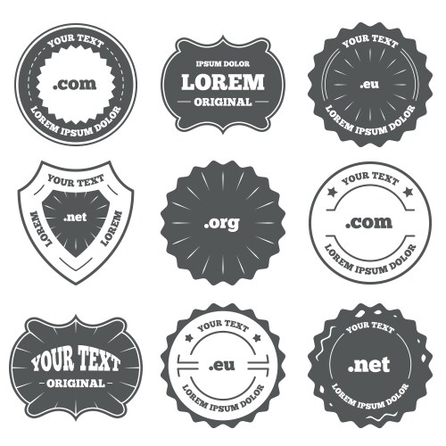 Top-level domains signs com eu net and org vector image