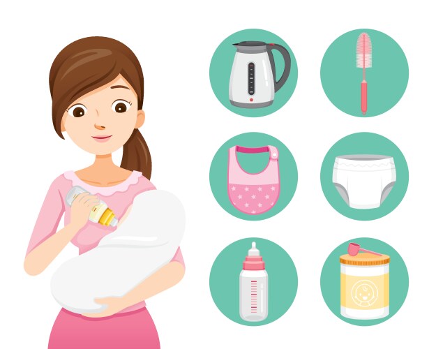 Baby Feeding with Bottle Vector Image