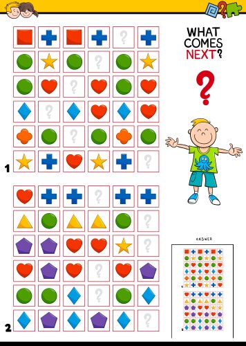 Complete the pattern educational game Royalty Free Vector