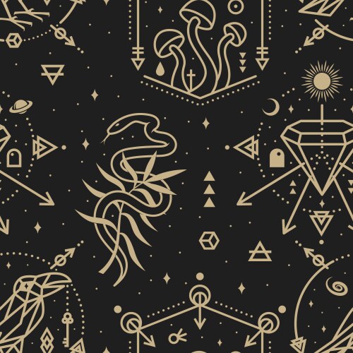 Gold esoteric seamless pattern background Vector Image