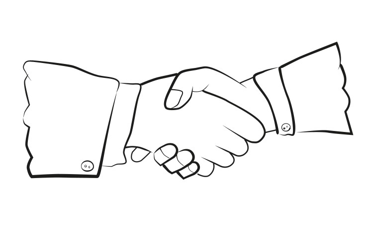 Simple hand draw sketch two man handshake Vector Image