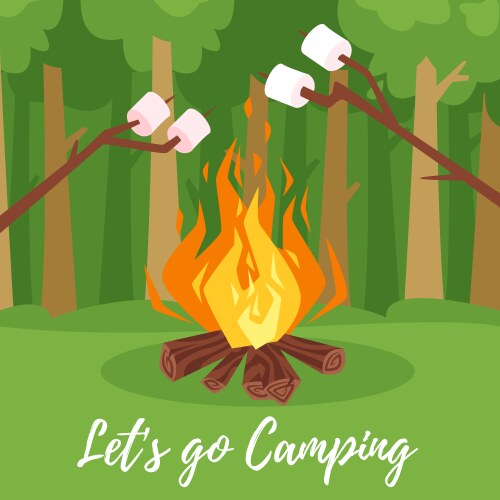 Marshmallows Over Campfire Vector Image