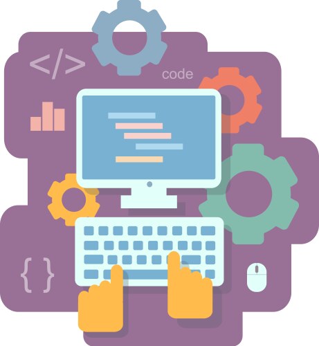 Programming and coding flat concept vector image