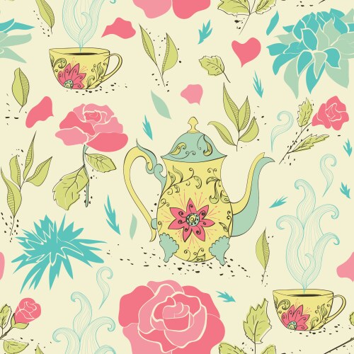 Coffee and tea pattern Royalty Free Vector Image