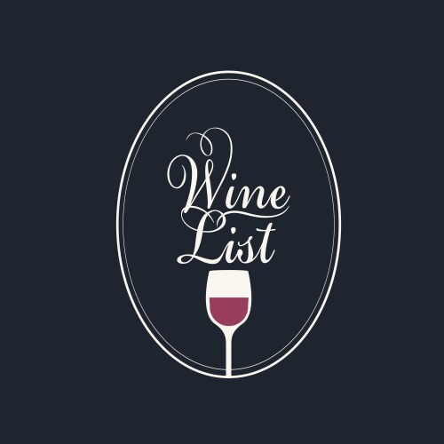 Wine list with a glass in an oval frame vector image