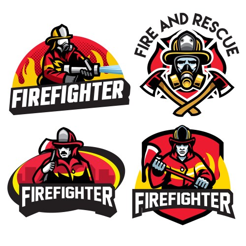 Firefighter badge set Royalty Free Vector Image