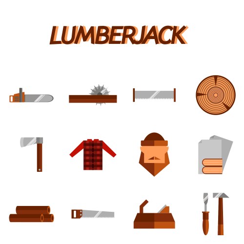 Lumberjack cartoon set Royalty Free Vector Image