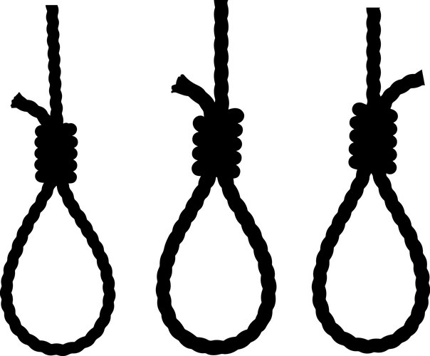 Three Noose Ropes - Black Silhouette Vector Image