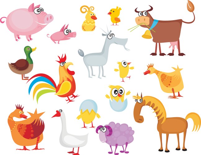 Set of isolated farm animals Royalty Free Vector Image