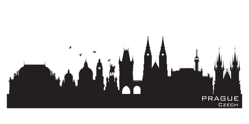 Prague czech city skyline silhouette Vector Image