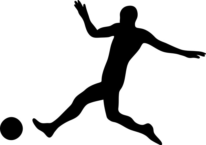 Soccer or football player kicks the ball Vector Image