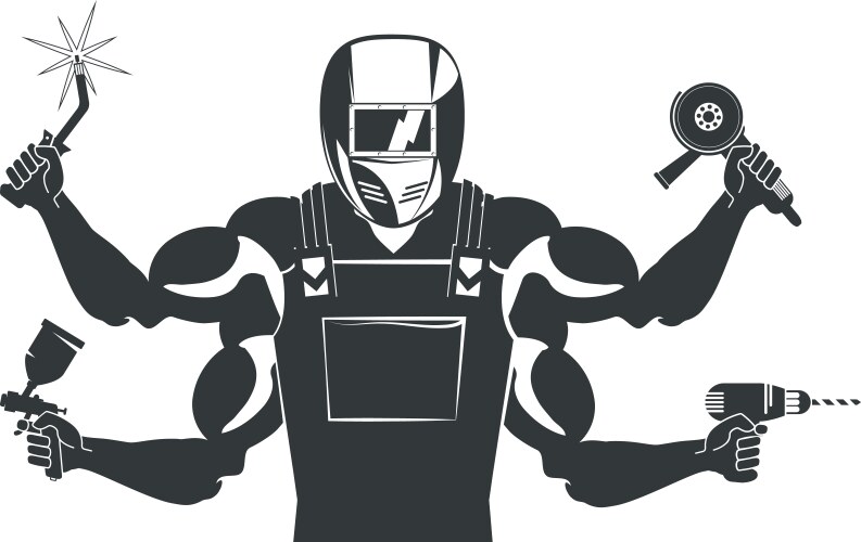 Welder with Welding Tools Vector Image