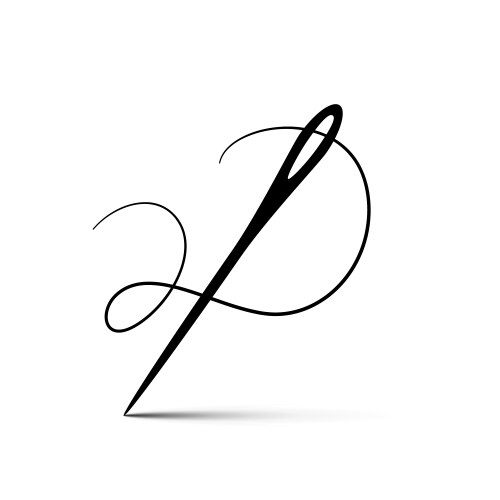 Black needle icon with thread for sew Royalty Free Vector
