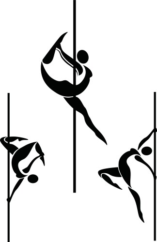 Silhouetted Pole Dancers Vector Image