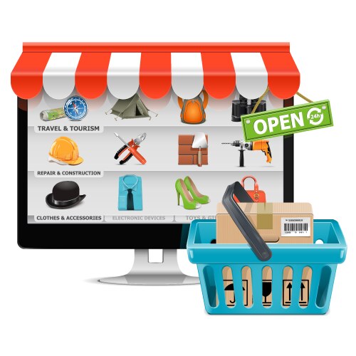 A computer shop Royalty Free Vector Image - VectorStock