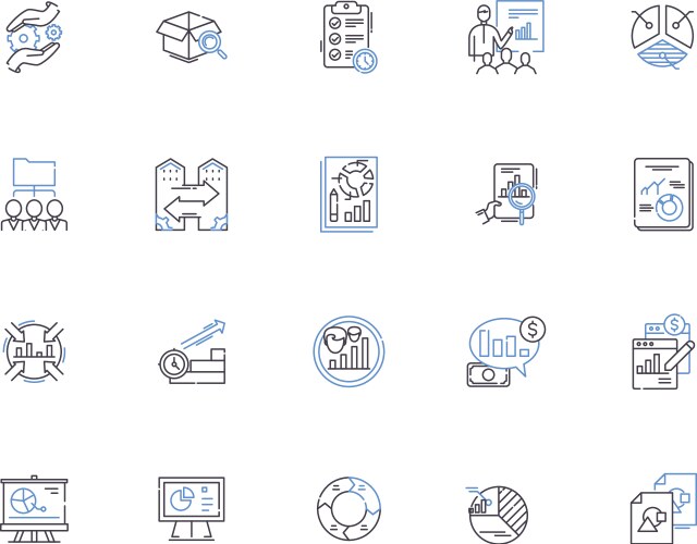 Database outline icons collection dbms vector image
