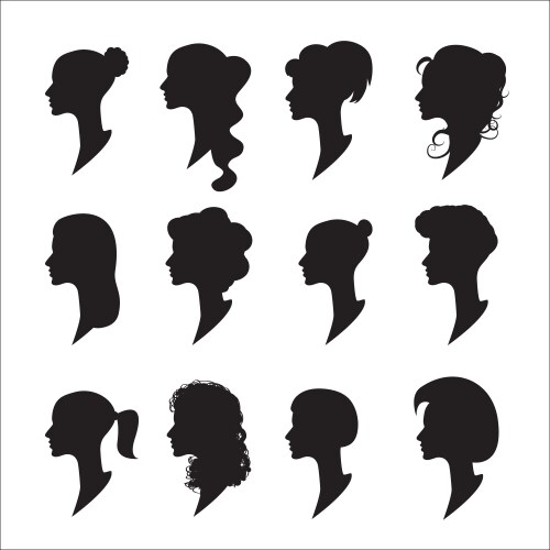 Male and female head silhouettes avatar profile Vector Image
