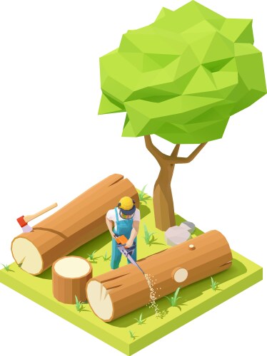 Deforestation lumberjack icon set Royalty Free Vector Image