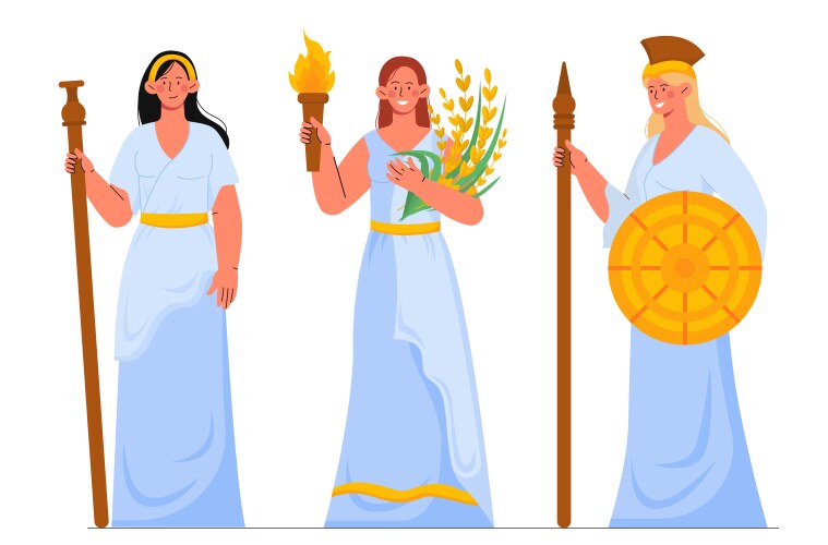 Ancient greek women set Vector Image
