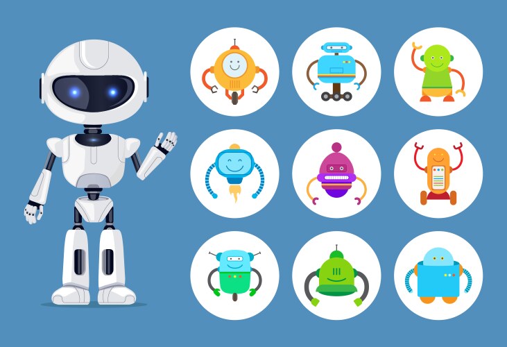 Artificial intelligence robot and mechanic models vector image