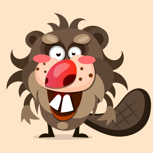 Cheerful Cartoon Beaver Vector Image