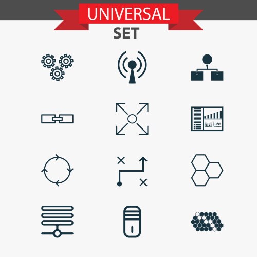 Learning icons set with processor data cells vector image