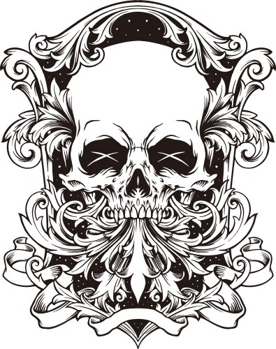 Ornate Skull Frame Ornament Vector Image
