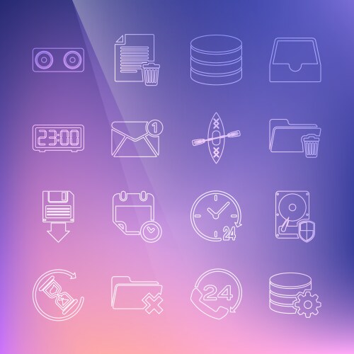 Set line setting database server hard disk drive vector image