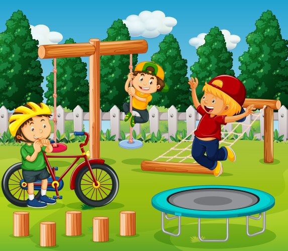 Boys playing at playground Vector Image