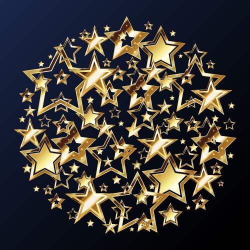 Golden beautiful stars round holiday design vector image