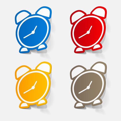 Paper sticker alarm clock vector image